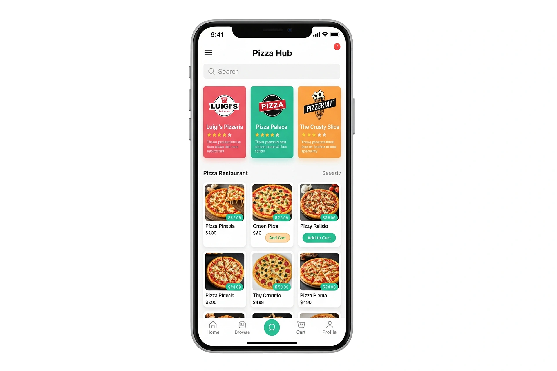 Multi-restaurant Pizza Ordering App